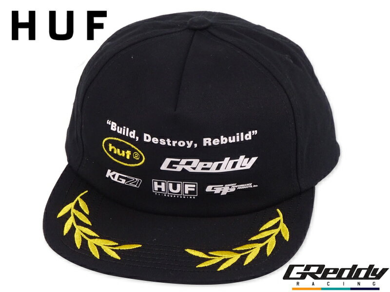 Rakuten - HUF×GREDDY RACING ハフ×グレッディ TEAM SNAPBACK BLACK チーム スナップバックキャップ ブラック 22587 [メンズ レディース]
