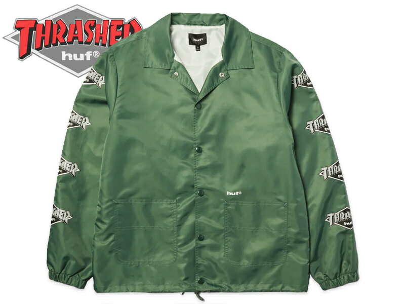 HUF��THRASHER �ϥաߥ���å��㡼 LOGO COACH JACKET FOREST GREEN ���������㥱�å� �ե��쥹�ȥ��꡼�� 22704 [...