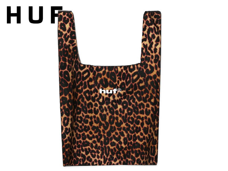 持ち運びに便利な2つのハンドル。パッカブルでチータープリントナイロンエコバック SIZE:縦約53cm×横約53cm（収納時 縦約13.5cm×横約15cm） 素材：ナイロン