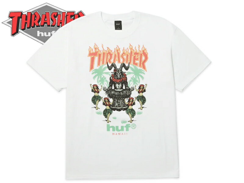 Rakuten - HUF×THRASHER ハフ×スラッシャー GOAT LUAU TEE WHITE Tシャツ ホワイト 22708 [スケボー スケートボード メンズ レディース]　10P07Nov15