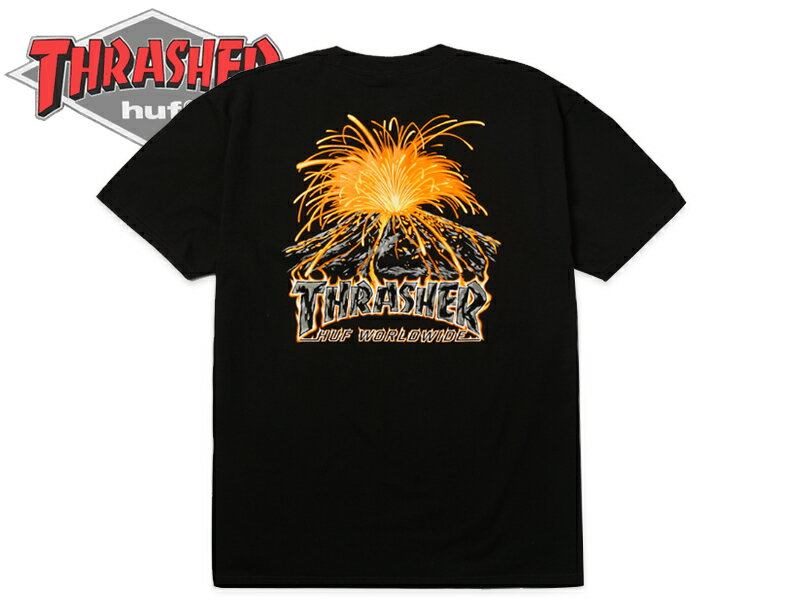 HUF×THRASHER ハフ×スラッシャー MELTDOWN TEE BLACK メルトダウン Tシャツ ブラック 22706 [スケボー スケートボード メンズ レディース]　10P07Nov15