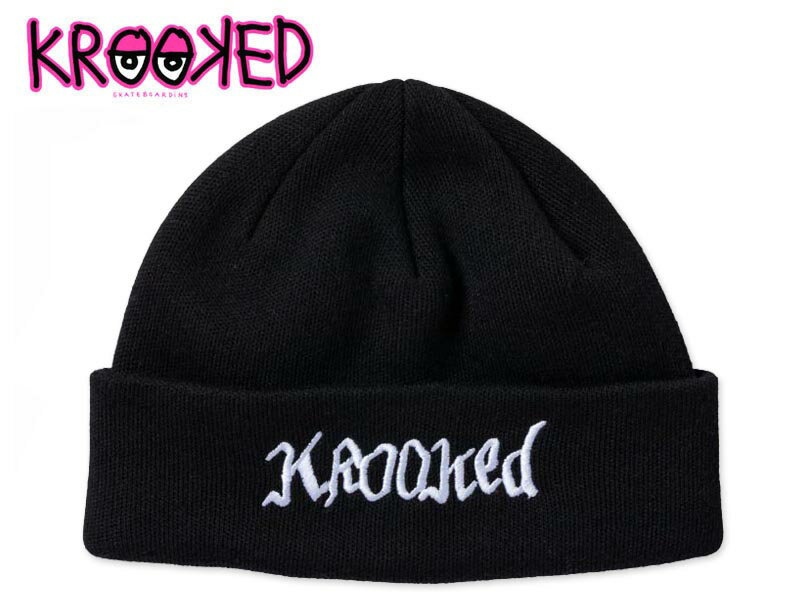 Rakuten - KROOKED クルキッド DOUBLE OK SCRIPT CUFF BEANIE BLACK ビーニー ブラック 22410 [GONZ ゴンズ スケボー ニットキャップ ニット帽]