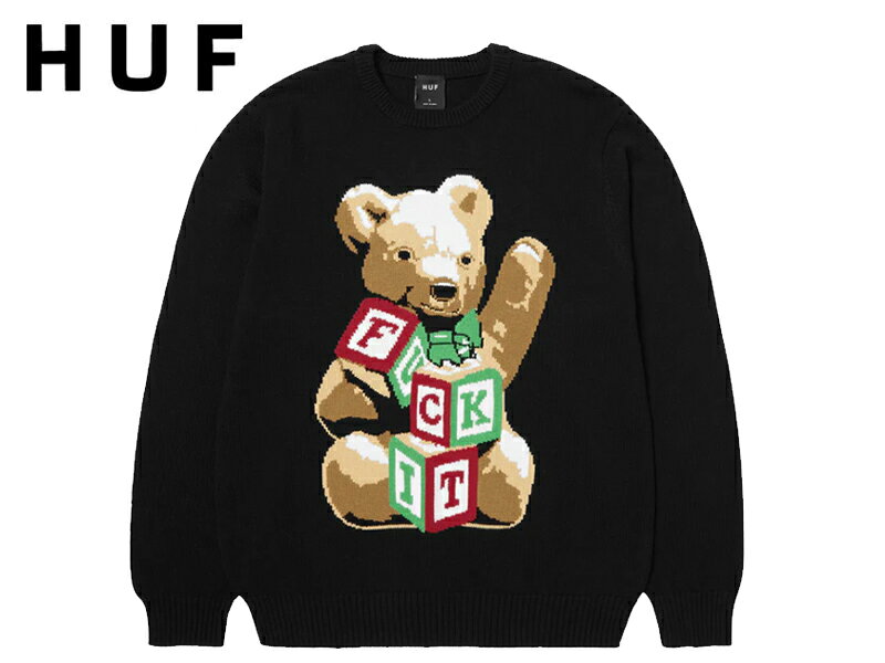 乐天商城 - HUF ハフ GIFT BEAR INTARSIA SWEATER BLACK ギフトベアー セーター ブラック 22624 【共】