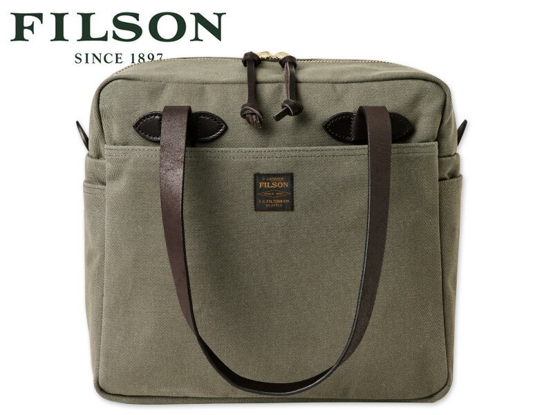 FILSON フィルソン RUGGED TWILL TOTE BAG WITH ZIPPER - OTTER GREEN ラギッド ツイル トート バッグ ウィズ ジッパー オッターグリーン 22928 [ショルダーバッグ ]