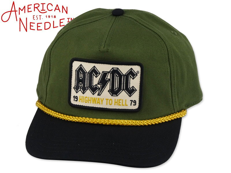 AMERICAN NEEDLE アメリカンニードル ACDC ROSCOE ROPE ARMY GREEN/BLACK エーシー・ディーシー キャップ アーミーグリーン/ブラック 23144 [メンズ レディース]