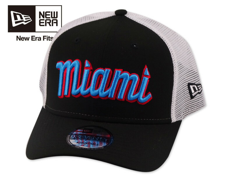 乐天商城 - NEWERA ニューエラ 9SEVENTY CITY CONNECT MIAMI MARLINS MESH CAP BLACK 970 マイアミ マーリンズ ブラック メッシュキャップ 22128 [メンズ レディース]