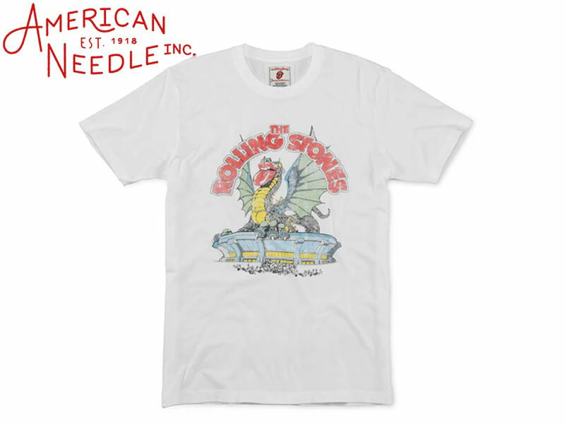 AMERICAN NEEDLE アメリカンニードル THE ROLLING STONES VINTAGE FADE BRASS TACKS T-SHIRT WHITE ローリングストーンズ Tシャツ ホワイト 22151 [バンドT メンズ レディース]