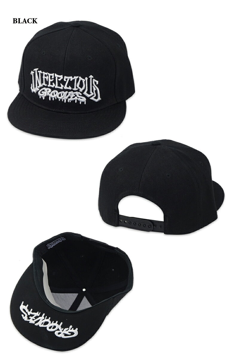 INFECTIOUS GROOVES・インフェクシャスグルーヴス EMBROIDERED SNAPBACK CAP BLACK...
