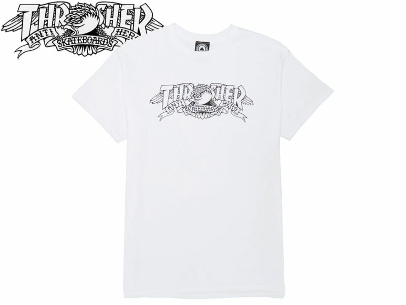 乐天商城 - THRASHER×ANTI HERO スラッシャー×アンタイヒーロー MAG BANNER T-SHIRTS WHITE Tシャツ ホワイト 21817 [スケボー スケートボード メンズ レディース]