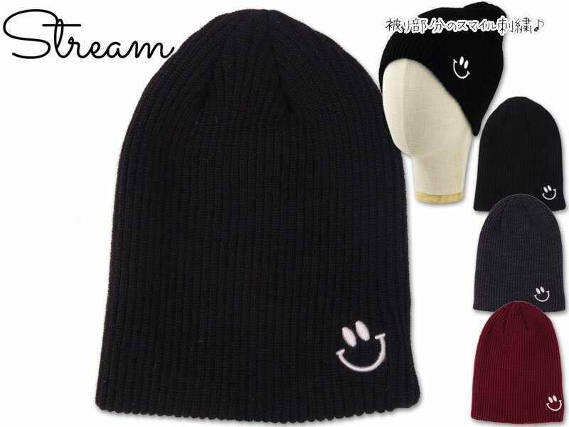 ORIGINAL オリジナル アクリルリブ スマイル ラベル ビーニー 21992 [メンズ レディース ニット帽 帽子]