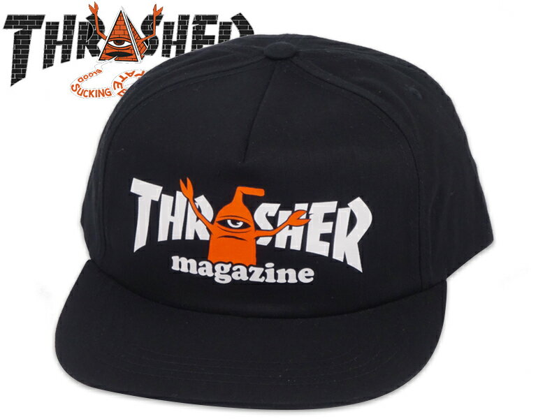 THRASHER×TOY MACHINE スラッシャー×トイマシーン SCRATCH SNAPBACK CAP BLACK スナップバックキャップ ブラック 22079 [スケボー メンズ レディース]のサムネイル
