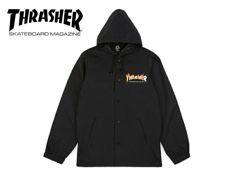 ★スケーターでは定番のコーチジャケット！今季はコーディネートのポイントとして注目のアイテムです。万能着回しアイテム、ナイロン製のコーチジャケット。定番のFLAMEロゴろMAGロゴを組み合わせたデザイン。 M：着丈約：66cm/身幅約：56c...