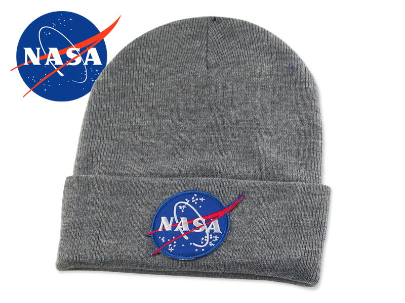 ☆HUDSON【ハドソン】NASA MEATBALL LOGO BEANIE HEATHER GREY ナサ ミートボール ニットキャップ グレー 17221 宇宙 スペースシャトル