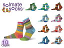 ☆SOLMATE SOCKS【ソルメイト ソックス】CREW SOCKS クルーソックス アダルトサイズ 7632-A 16436 [10色 大人用 靴下 ソックス 派手 左右非対称 カラフル]