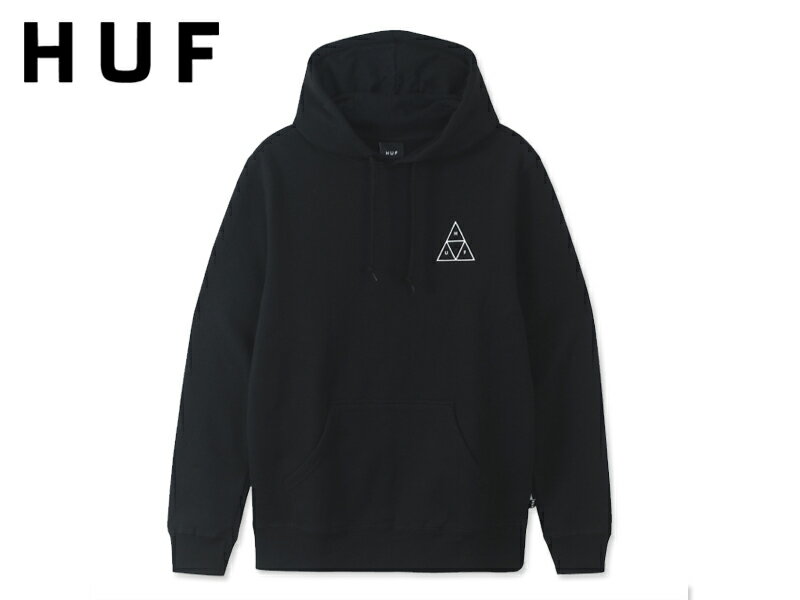 ☆HUF【ハフ】ESSENTIALS TT PULLOVER HOODIE BLACK プルオーバーフーディー ブラック 17195 17441[スケボー スケートボード メンズ レディース]