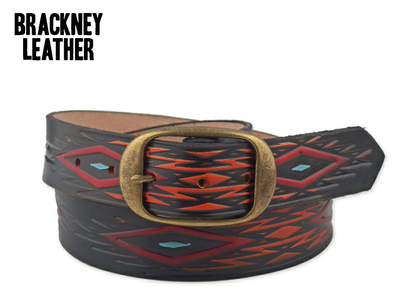 レザーベルト ☆BRACKNEY LEATHER WORKS【ブラックニーレザーワークス】LEATHER WORKS BELTS NATIVE レザー ベルト ネイティブ NO,27 13666 [MADE IN USA アメリカ製型押 レザーベルト]　20777　21028