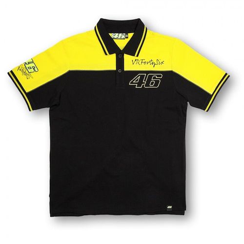 ★送料無料★Valentino Rossi VR46 W Racing Polo Shirt バレンティーノ ロッシ ポロシャツ 半袖 ブラック /イエロー