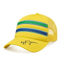 Ayrton Senna Formula 1 Stripes Trucker Baseball Cap アイルトンセナ ベースボール メッシュキャップ 帽子 イエロー