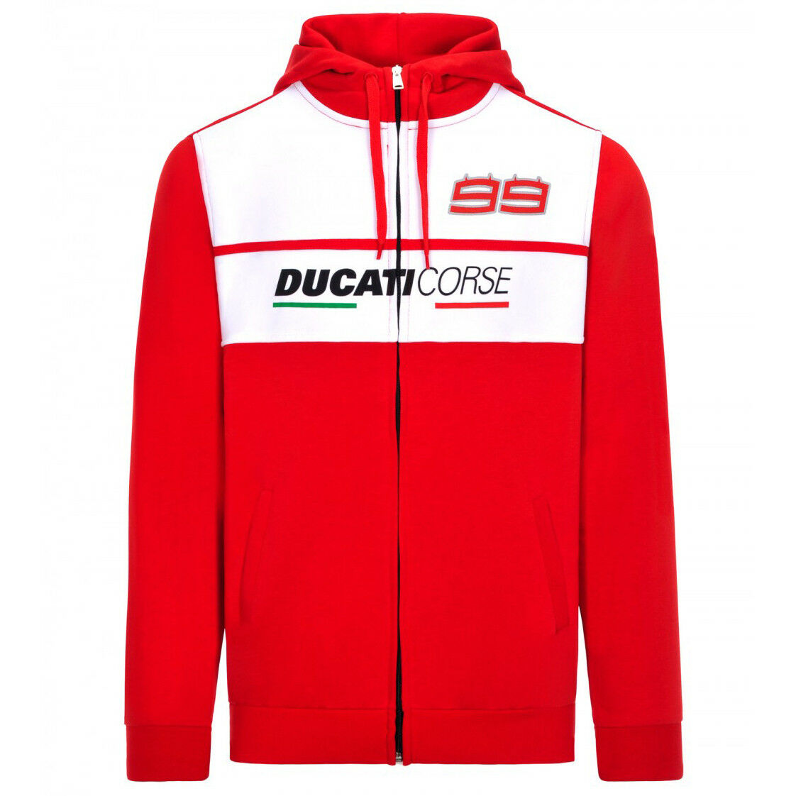 Ducati Corse Jorge Lorenzo オフィシャル ジップアップ パーカーです。 素材:80% Cotton 20% Polyester *こちらは海外倉庫からの発送のため、お届けまでに約2週間ほどお時間が掛かります。