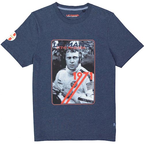 ★送料無料★Le Mans Steve McQueen Vintage Card T-Shirt 栄光のル マン スティーブ マックイーン Tシャツ 半袖 ブルー