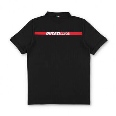SUN RISE BEACHの★送料無料★Ducati Corse Racing Black Banded Polo Shirt ドゥカティ オフィシャル ポロシャツ 半袖 ブラック｜アングル2