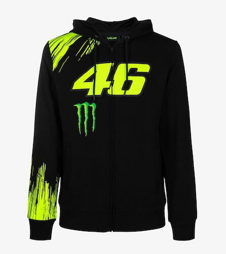 ★送料無料★Valentino Rossi VR46 Monster Hoody バレンティーノ ロッシ モンスターエナジー ジップアップ パーカー ブラック