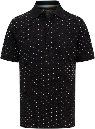 ★送料無料★Mercedes AMG F1 Polka Dot Polo Shirt ベンツ ポルカドット ポロシャツ ブラック 半袖