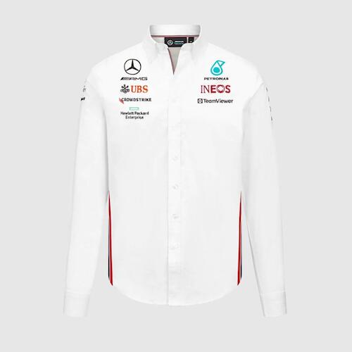 ★送料無料★Mercedes AMG F1 White Shirt ベンツ ホワイト シャツ ボタンダウンシャツ 長袖 ホワイト