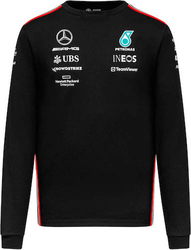 ★送料無料★Mercedes-AMG F1 Official Team Long Sleeve Team T-Shirt ベンツ オフィシャル Tシャツ 長袖 ロンT ブラック 2023