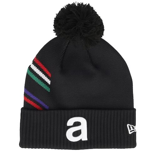 乐天商城 - ★送料無料★Aprilia Racing Official Side Stripe Cuff Beanie Hat アプリリア オフィシャル ニットキャップ ビーニ 帽子 ブラック ボンボン付き