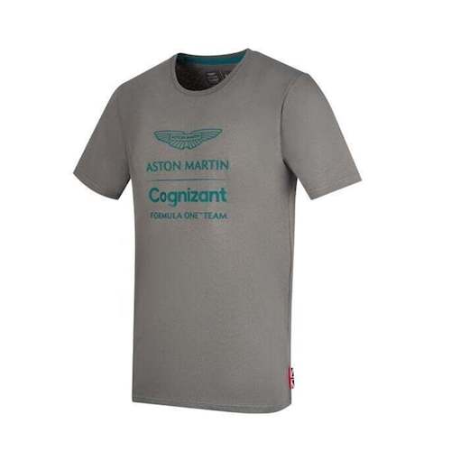 ★送料無料★Aston Martin F1 Formula 1 Cognizant Lifestyle Logo T-Shirt アストンマーティン オフィシャル Tシャツ 半袖 グレー