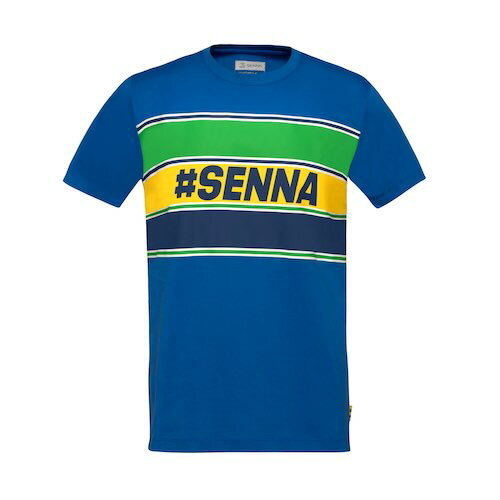 Ayrton Senna Hashtag Flag T-Shirt アイルトンセナ オフィシャル Tシャツ 半袖 ブルー