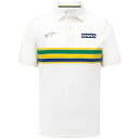 ★送料無料★Ayrton Senna Stripe Polo Shirt アイルトンセナ オフィシャル ポロシャツ 半袖 ホワイト(4)