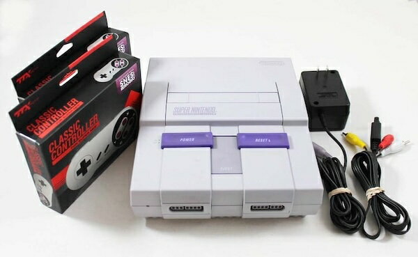 【中古】【一式セット】北米版 スーパーファミコン SNES Super Nintendo System 本体 + コントローラー×2 アダプタ×1