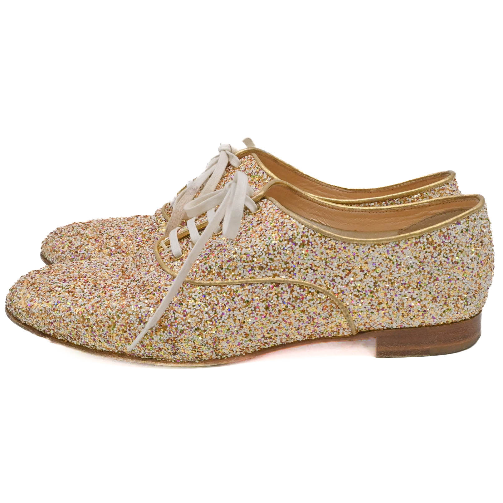 【お値引き】Christian Louboutin クリスチャン ルブタン 靴 シューズ ドレスシューズ スパンコール ゴールド #38 24cm