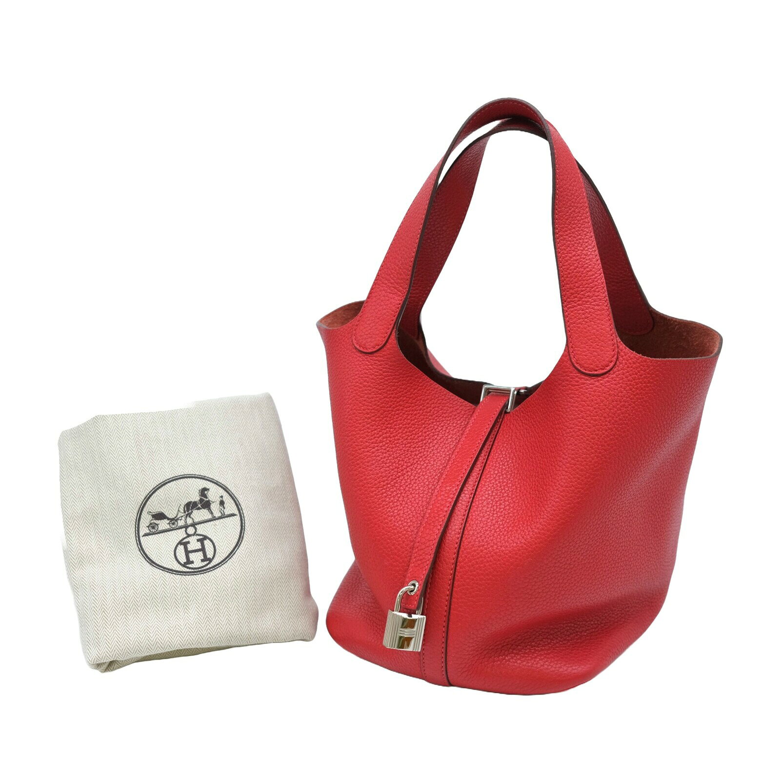 【美品】HERMES エルメス ピコタンロック MM ハンドバッグ トリヨンクレマンス レザー ルージュカザック レッド #□P