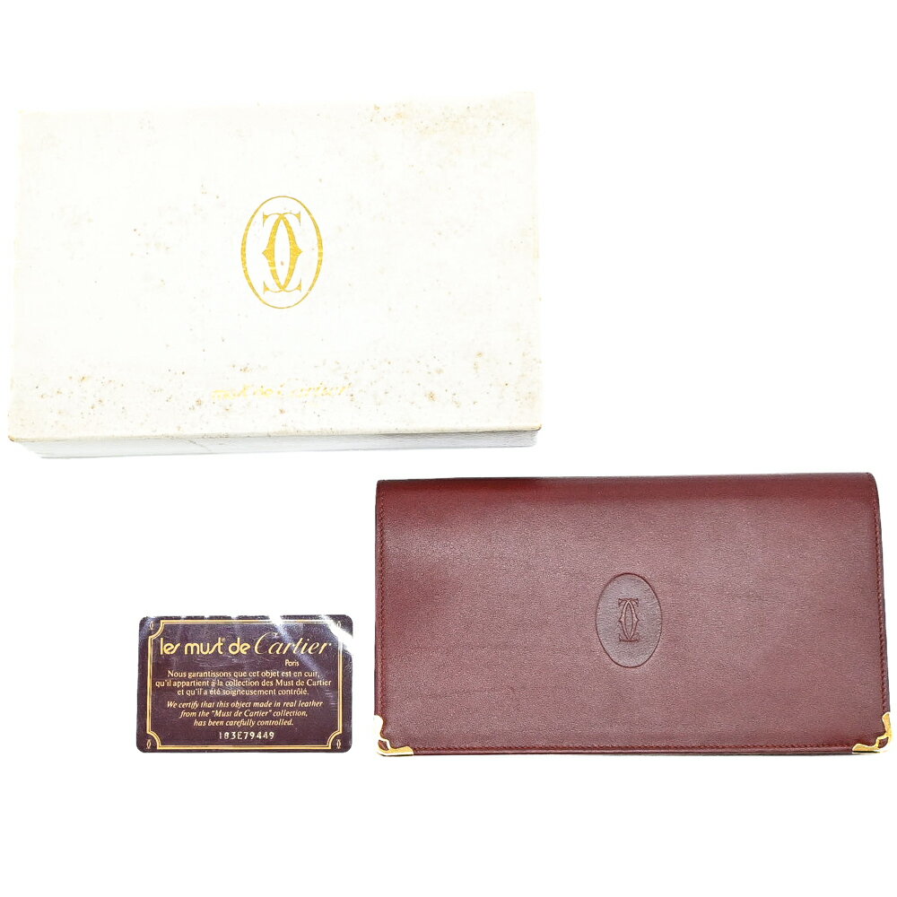 C, L, R, W - 【お値引き】【美品】Cartier カルティエ マストライン 長財布 財布 がま口 ボルドー レッド レザー