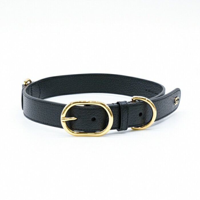 【お値引き】【未使用品】 GUCCI グッチ インターロッキングG ラージ ペット 愛犬 首輪 ＃L レザー ブラック 黒 695256 箱付 2