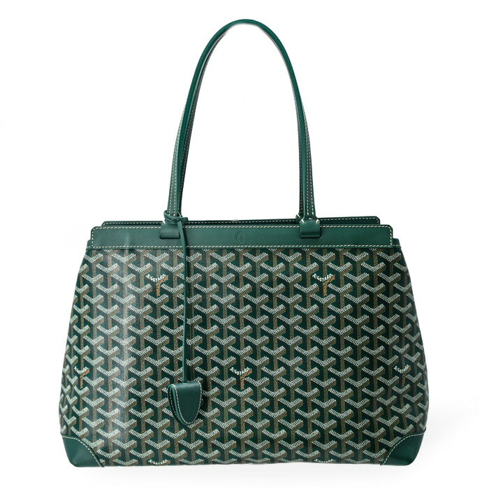 【お値引き】【美品】GOYARD ゴヤール ベルシャス ビヨードPM トート メンズ レディース グリーン カジュアル PVCコーティングキャンバス レザー