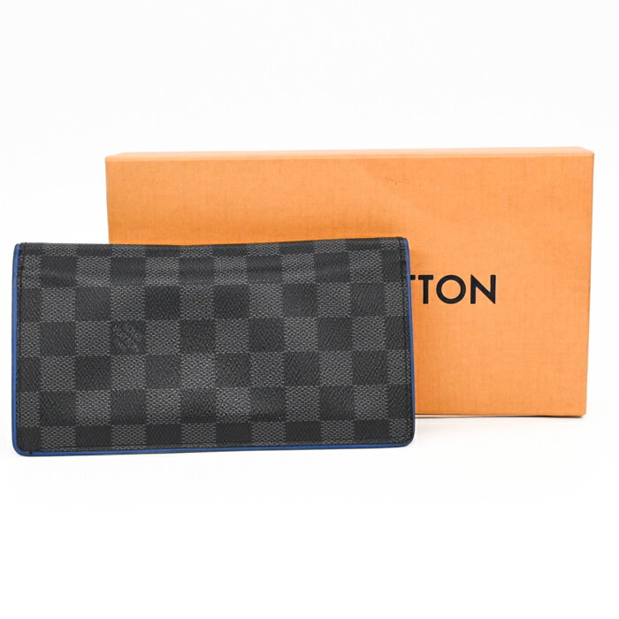 【お値引き】LOUIS VUITTON ルイヴィトン ダミエグラフィット ポルトフォイユ ブラザ 長財布 二つ折り財布 ブラック ブルー メンズ N64430
