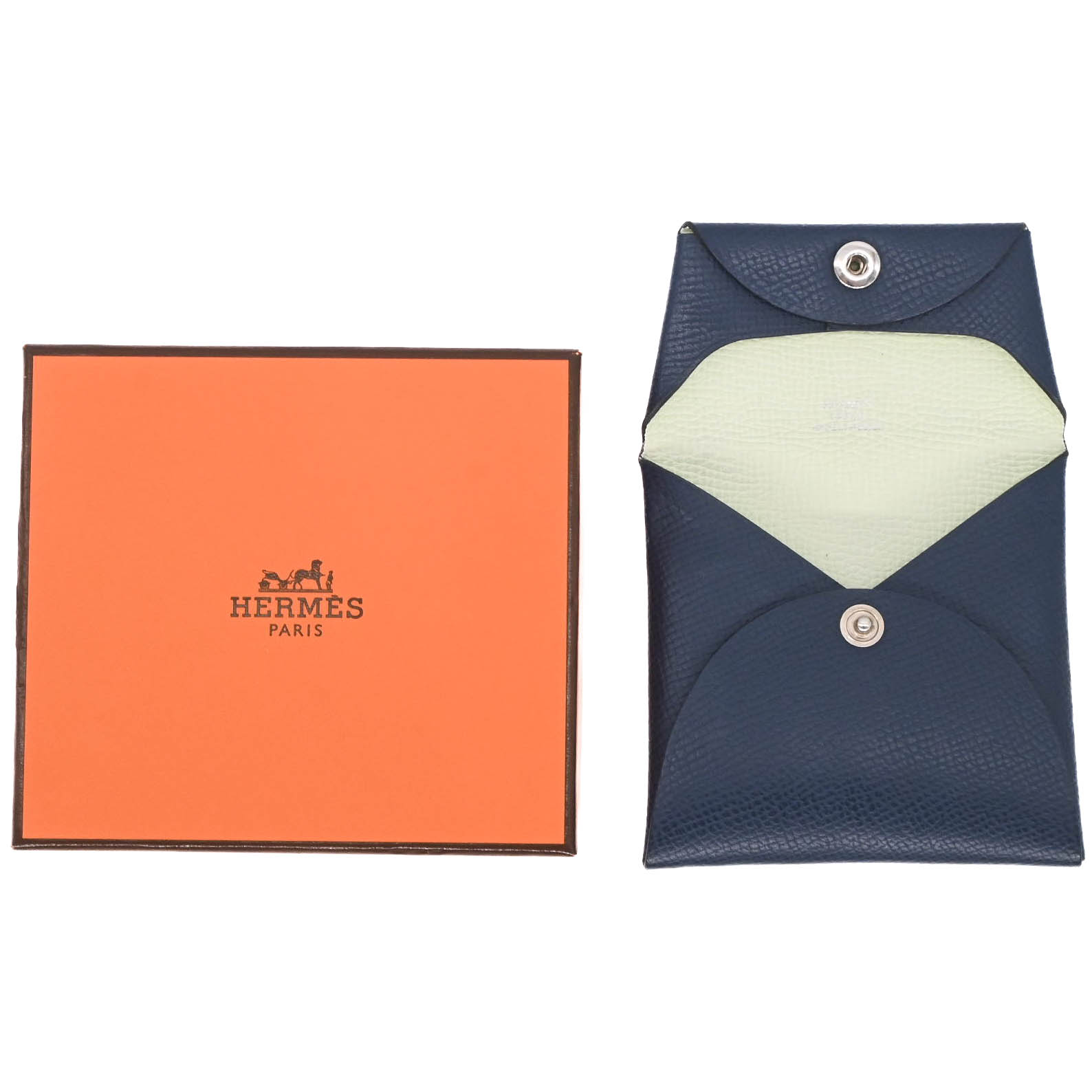 Rakuten - 【美品】HERMES エルメス バスティア コインケース 小銭入れ ヴェルソ ヴォーエプソン ネイビー ライトグリーン バイカラー レディース ♯W