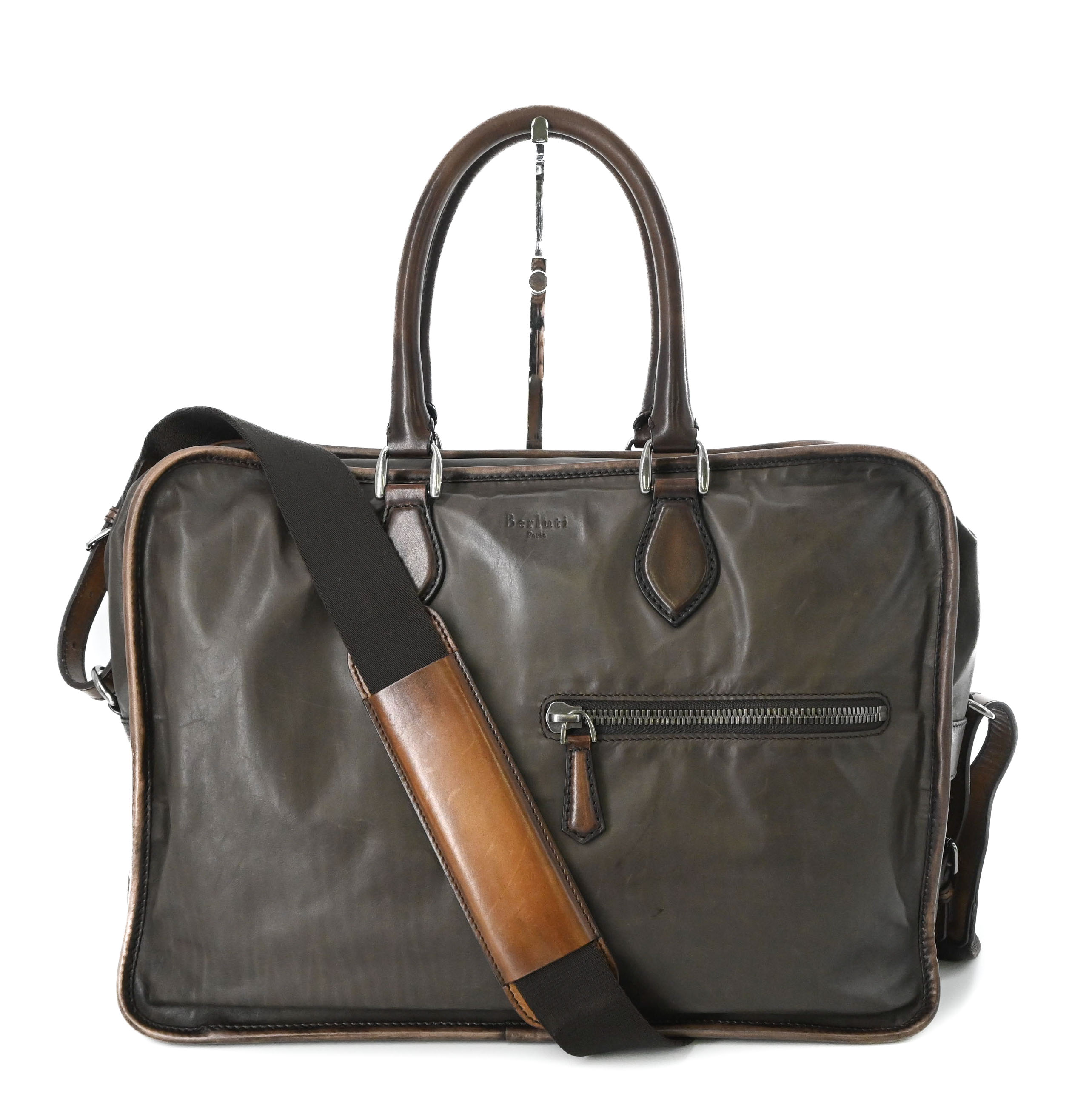 Berluti ベルルッティ アンジュール ブリーフケース ビジネス 書類鞄 ハンドバッグ ショルダーバッグ SETAカーフ ブラウン系 メンズ