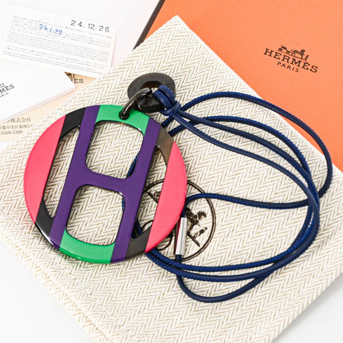 Rakuten - 【お値引き】【未使用品】HERMES エルメス Hエキップ ネックレス ペンダント バッファローホーン パープル パラード