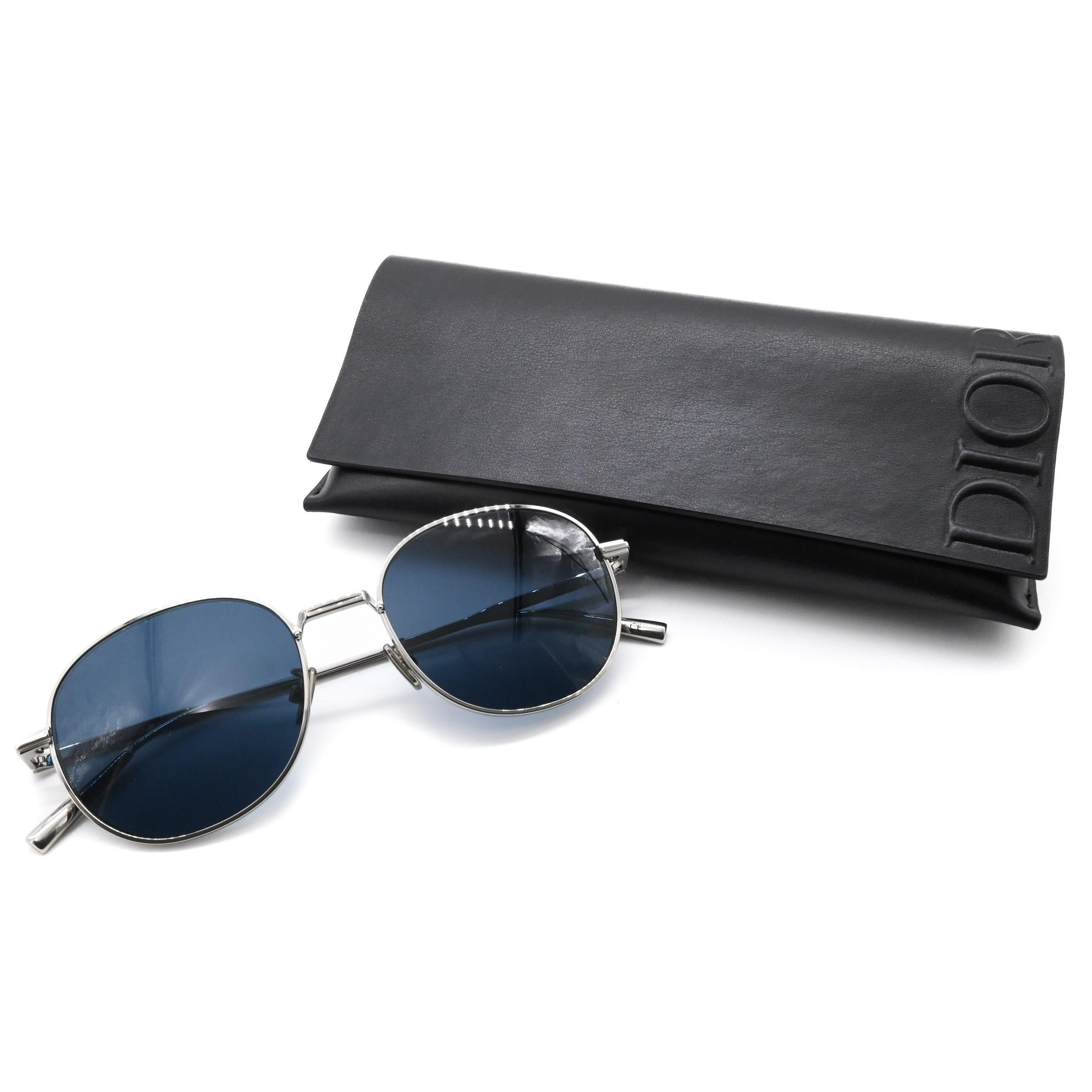 【美品】Christian Dior クリスチャンディオール Blacksuit R2U ブラックスーツ サングラス 眼鏡 メガネ パイロット シルバー ブルー