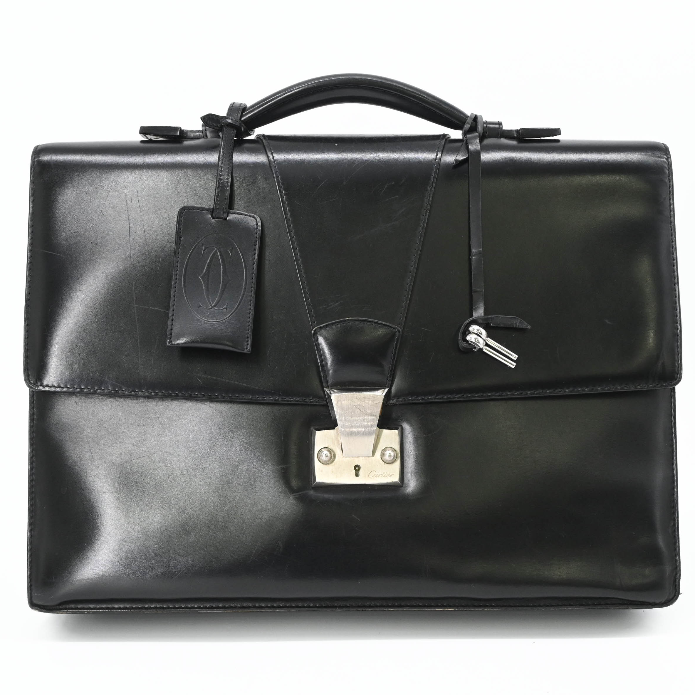CARTIER - Cartier カルティエ パシャ マストライン ビジネスバッグ ブリーフケース 書類鞄 レザー ブラック 黒 メンズ