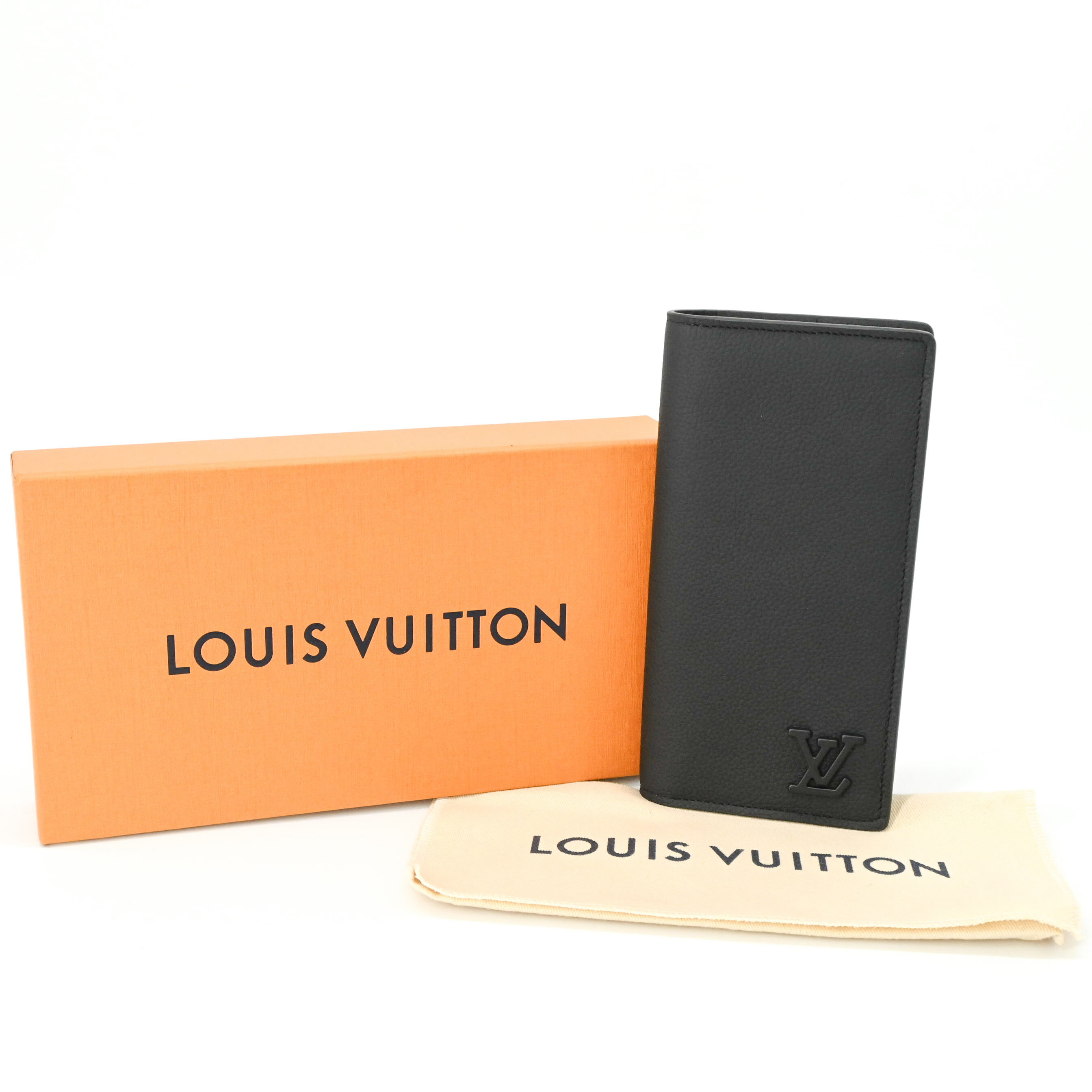 B, F, H, P - 【美品】LOUIS VUITTON ルイヴィトン アエログラム ポルトフォイユ ブラザ 長財布 二つ折り メンズ ブラック 黒 レザー ロゴ ICチップ M69980
