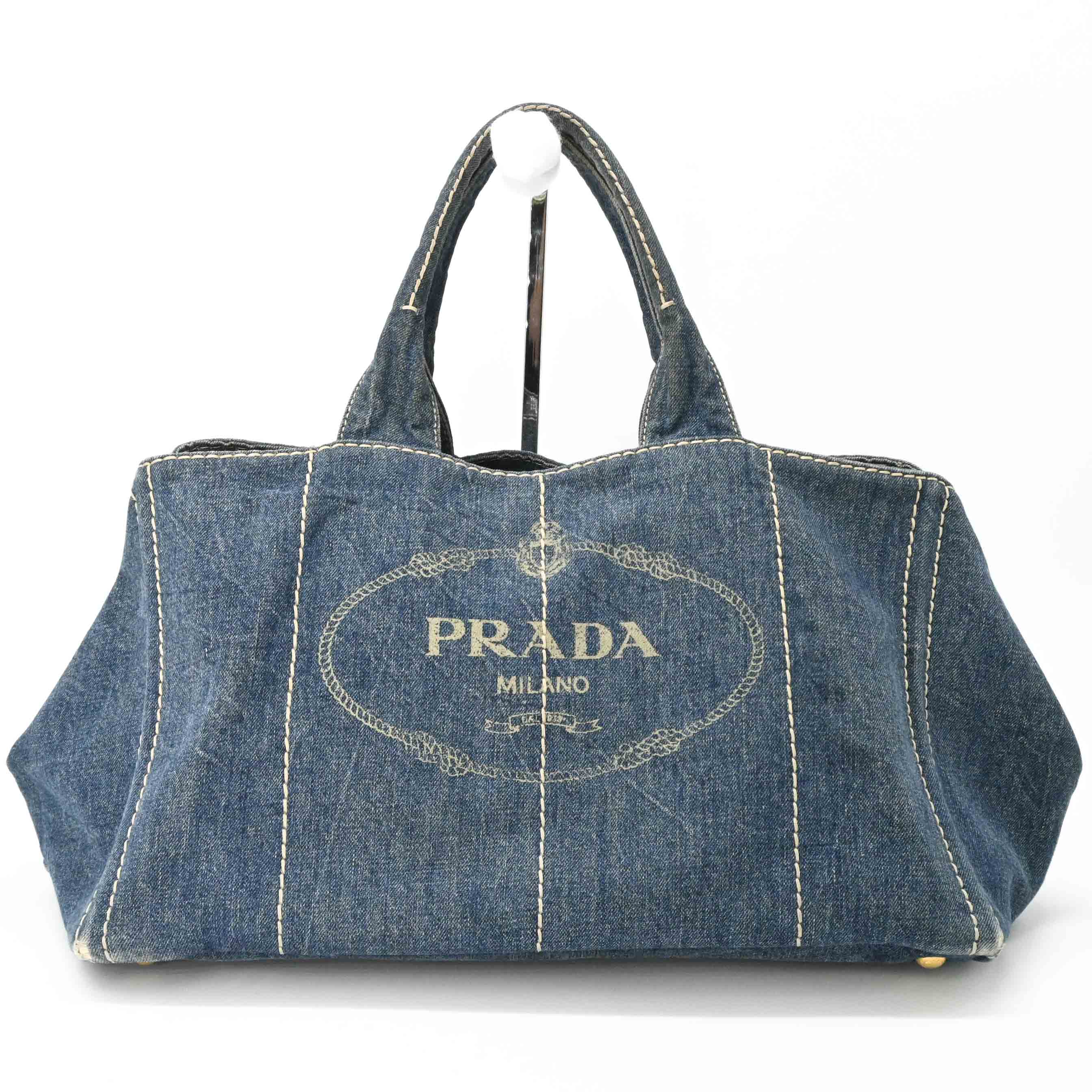 Rakuten - PRADA プラダ カナパ 40 デニム トート ショルダーバッグ ハンドバッグ レディース ブルー 青