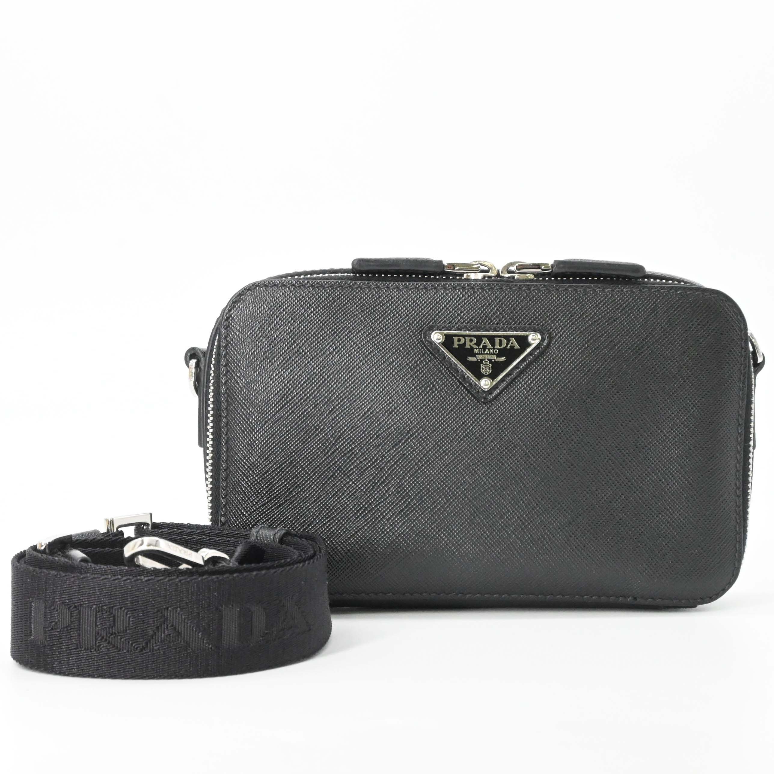 Rakuten - 【美品】 PRADA プラダ ブリック サフィアーノレザー バッグ ショルダー ブラック 黒 ICチップ 2VH173