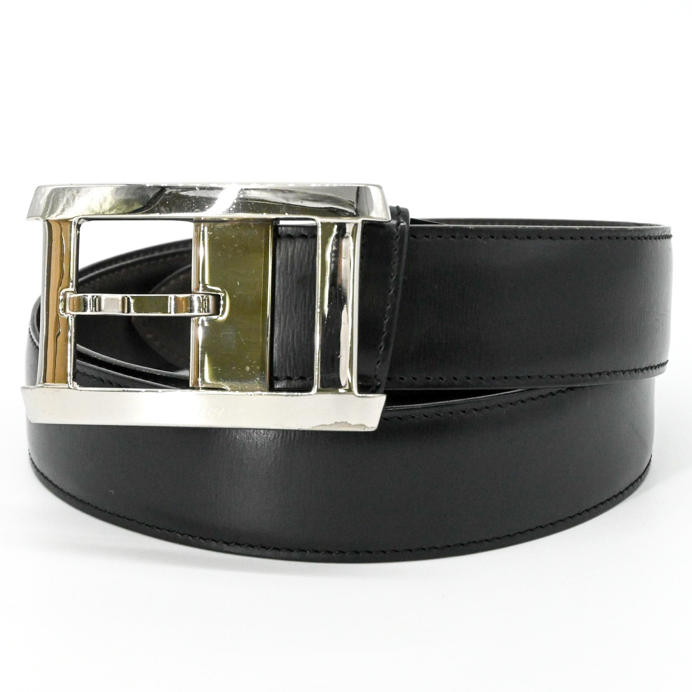 CARTIER - Cartier カルティエ リバーシブル マストタンク ベルトリバーシブル レザー ブラック 黒 ブラウン 茶