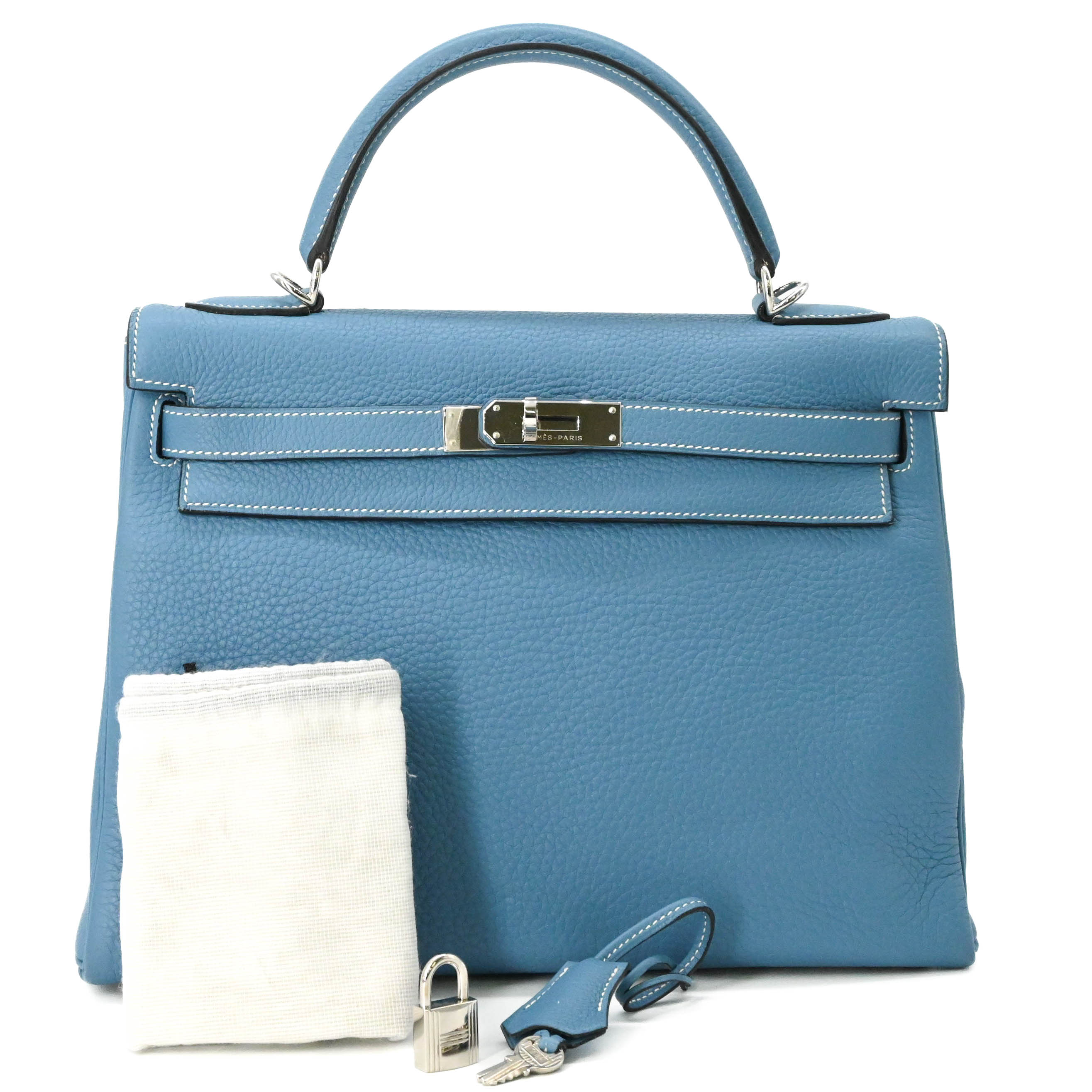 乐天商城 - 【美品】HERMES エルメス ケリー 28 ハンドバッグ トート トリヨンクレマンス レディース ブルージーン 青 ＃□I刻印 ショルダーストラップ欠品